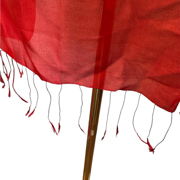 100% Pure Silk Red Scarf never worn with tags - Picture 3 of 5